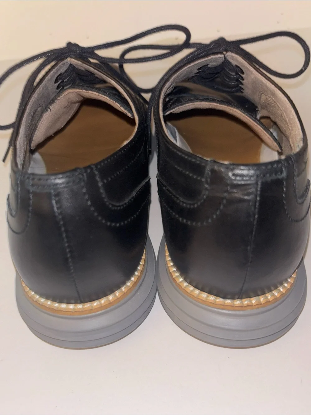 Cole Haan Black Leather Wingtip Derby Shoes